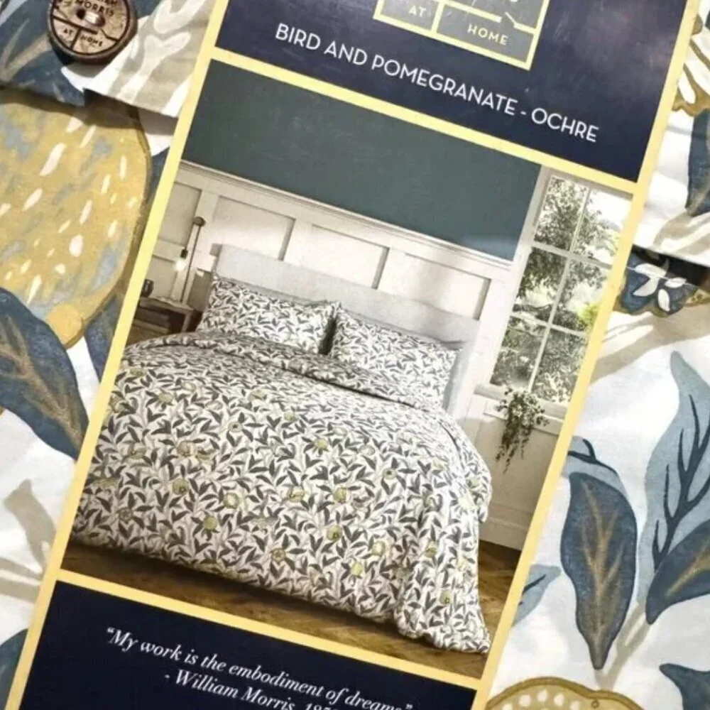 William Morris & Co Pomegranate Ochre Standard Shams Set of 2 Cotton Percale NEW
